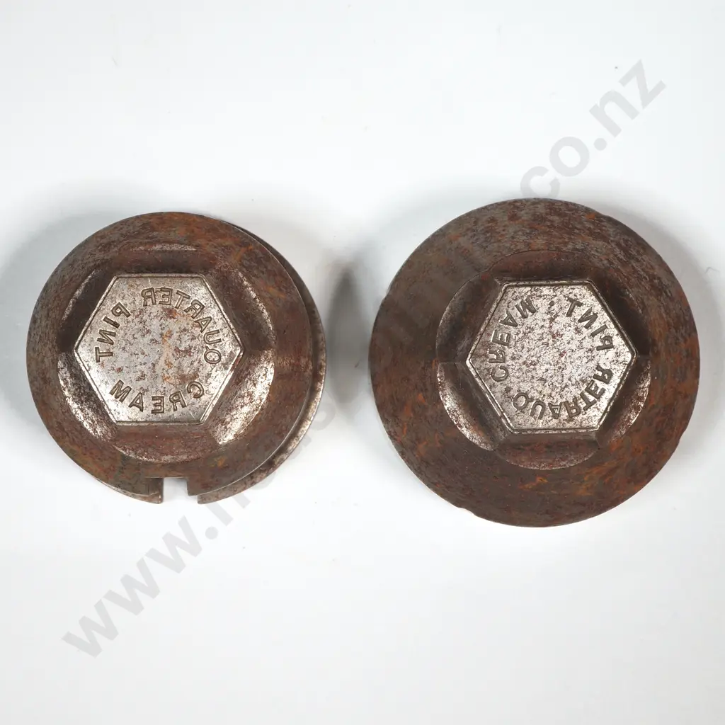 Two Quarter Pint Cream Vintage Token Dies  Image 1++