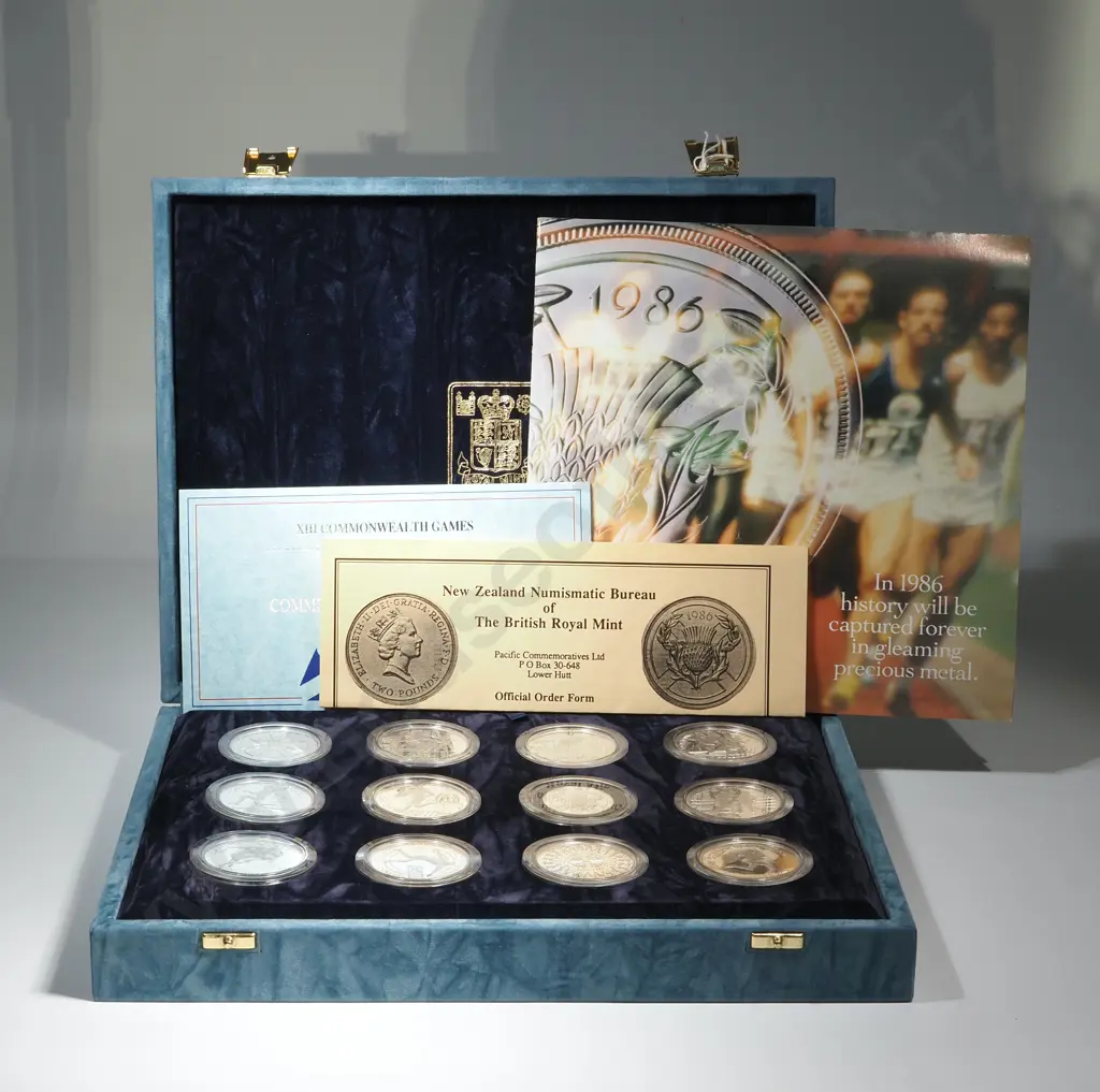 1986 XIII Commonwealth Games 12 Silver Proof Coin Collection.925 Silver. Weight Per Each Coin 28.8 grams & 2 Pounds 15.9 Image 1++
