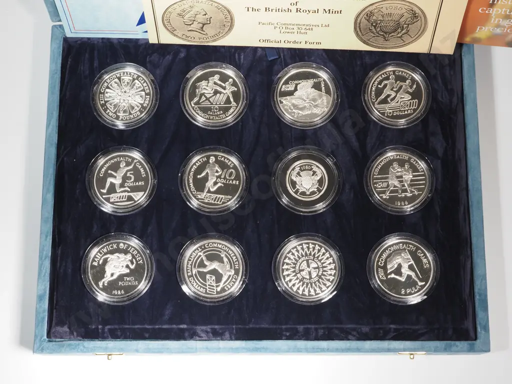 1986 XIII Commonwealth Games 12 Silver Proof Coin Collection.925 Silver. Weight Per Each Coin 28.8 grams & 2 Pounds 15.9 Image 1++