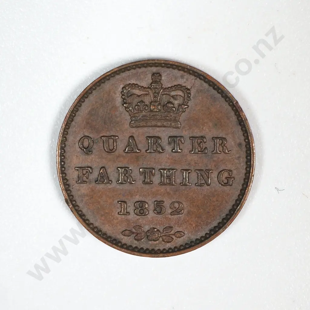 1852 United Kingdom Quarter Farthing - Good Example of a Scarce Denomination - Tiny Coin  Image 1++