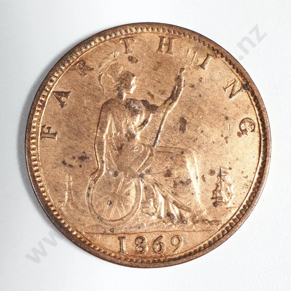 1869 United Kingdom Farthing EF CV USD $70  Image 1++
