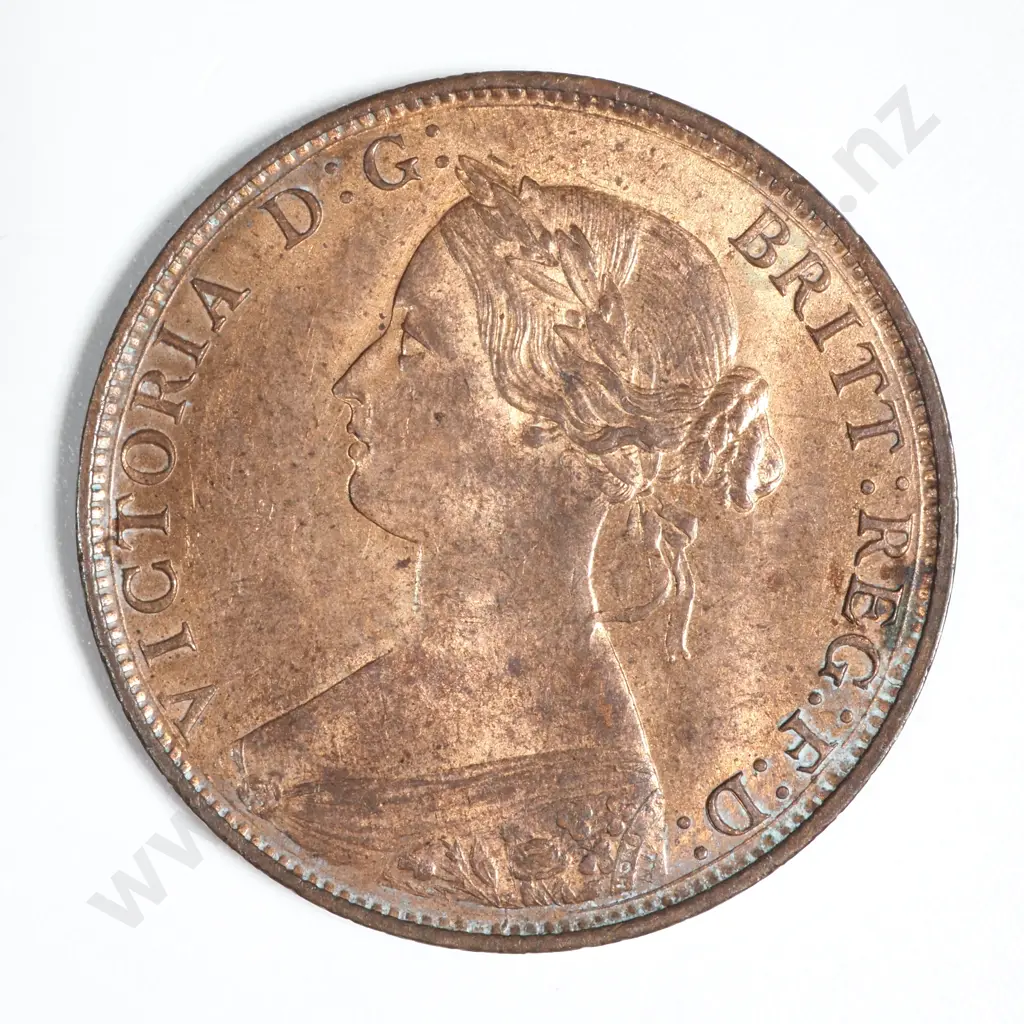 1861 United Kingdom Half Penny AUNC CV $270 USD  Image 1++