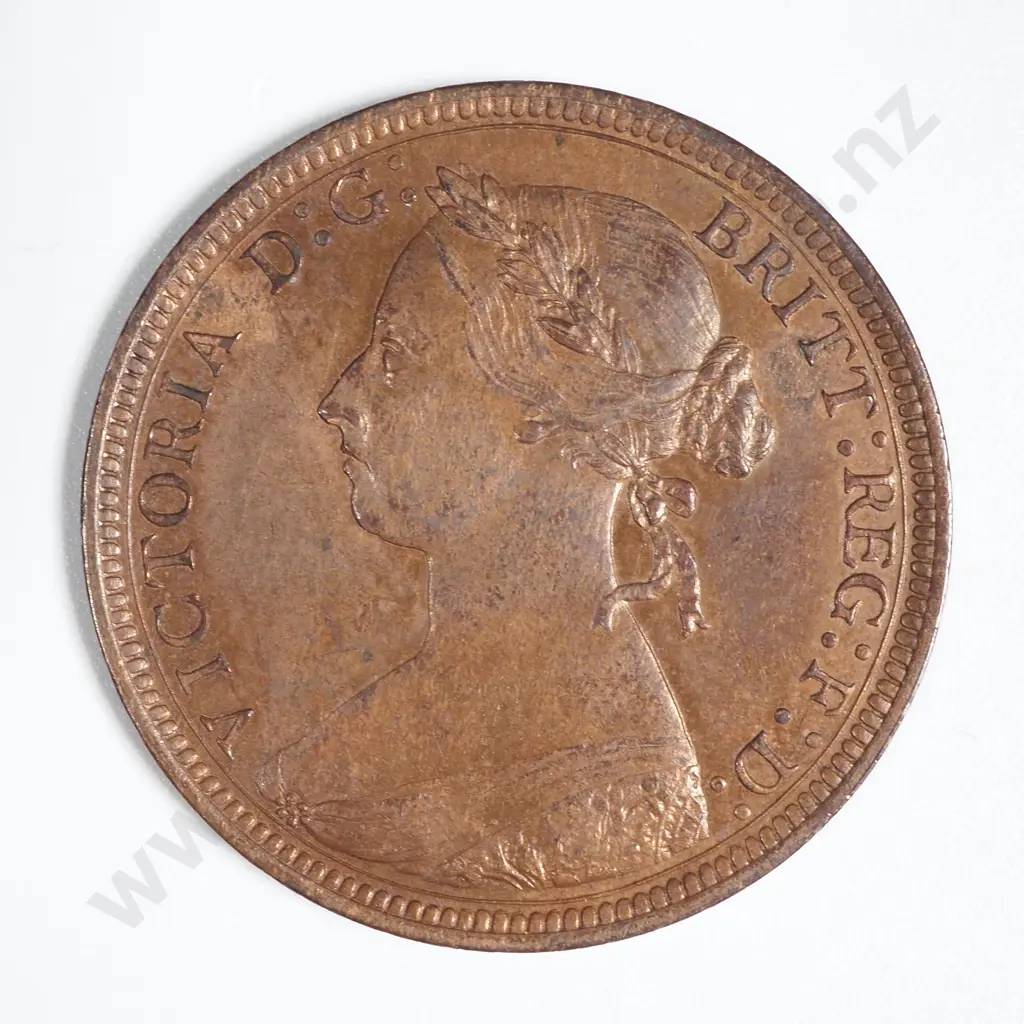 1887 United Kingdom Half Penny Coin UNC CV $225 USD  Image 1++