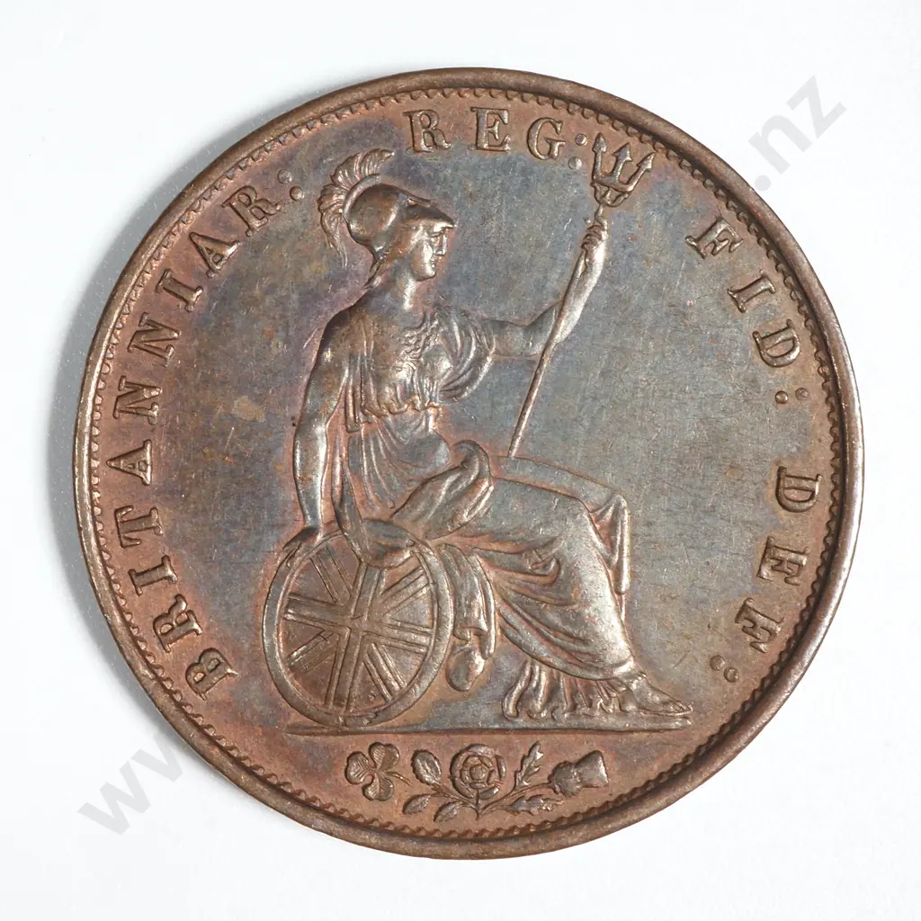 1853/2 United Kingdom Half Penny Coin EF CV $225 USD  Image 1++