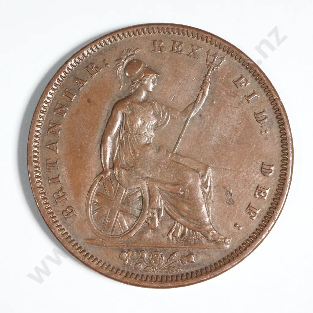 1831 United Kingdom William IV One Penny Coin Image 1++