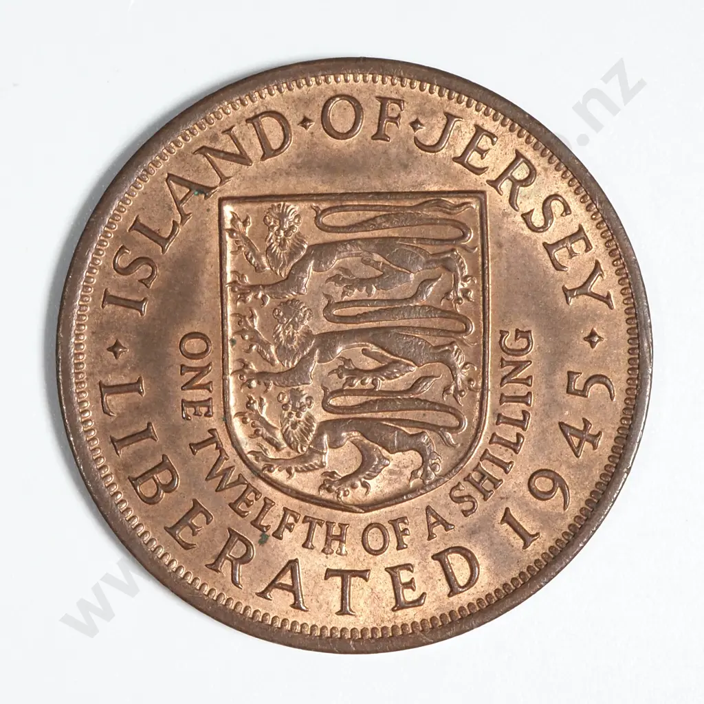 1945 Island of Jersey One Penny Coin w Mint Lustre  Image 1++