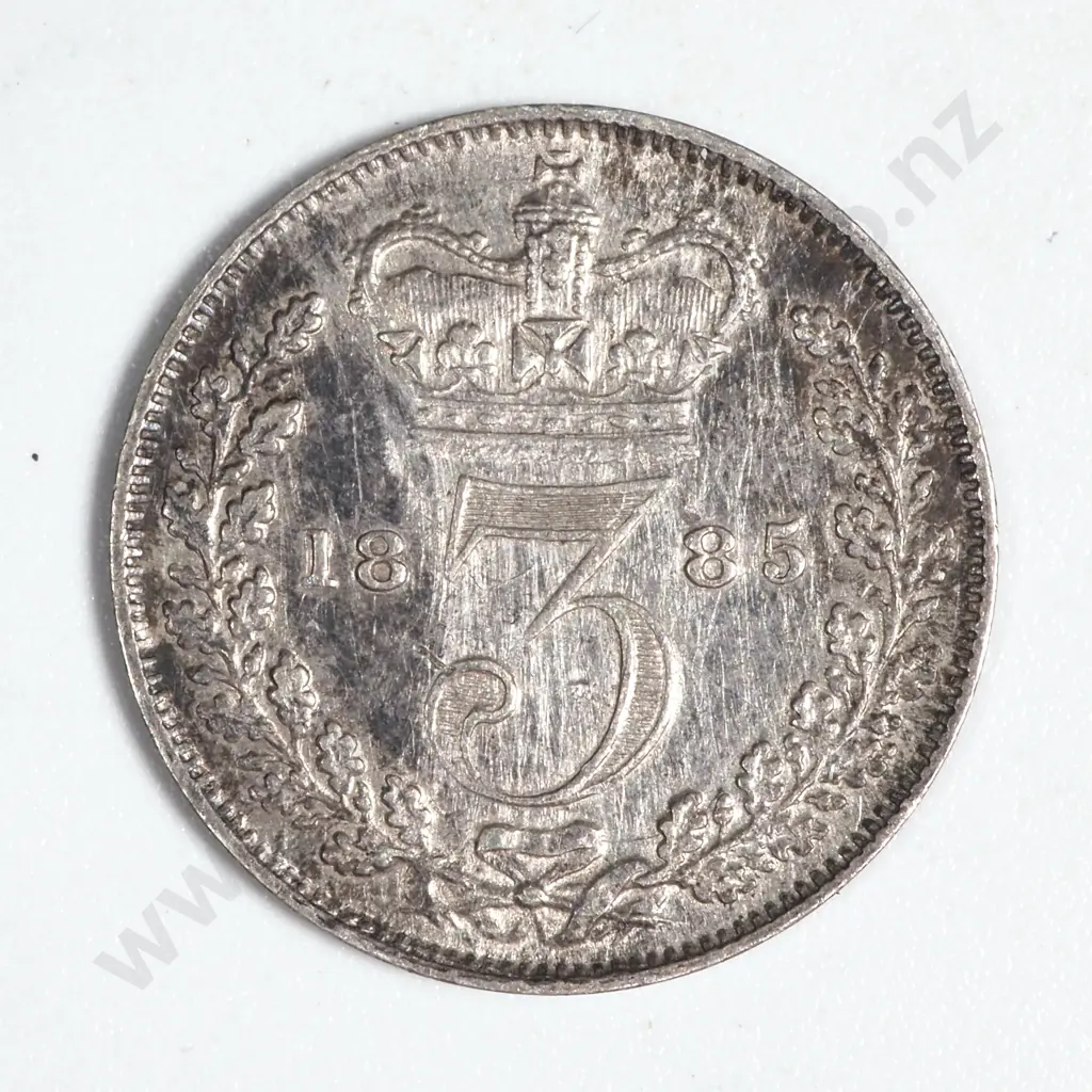 1885 United Kingdom Threepence  Image 1++