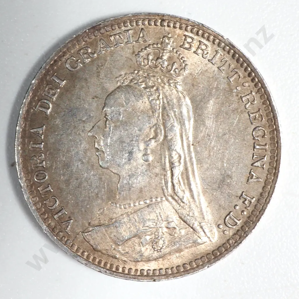 1891 United Kingdom Jubilee Head Threepence Image 1++