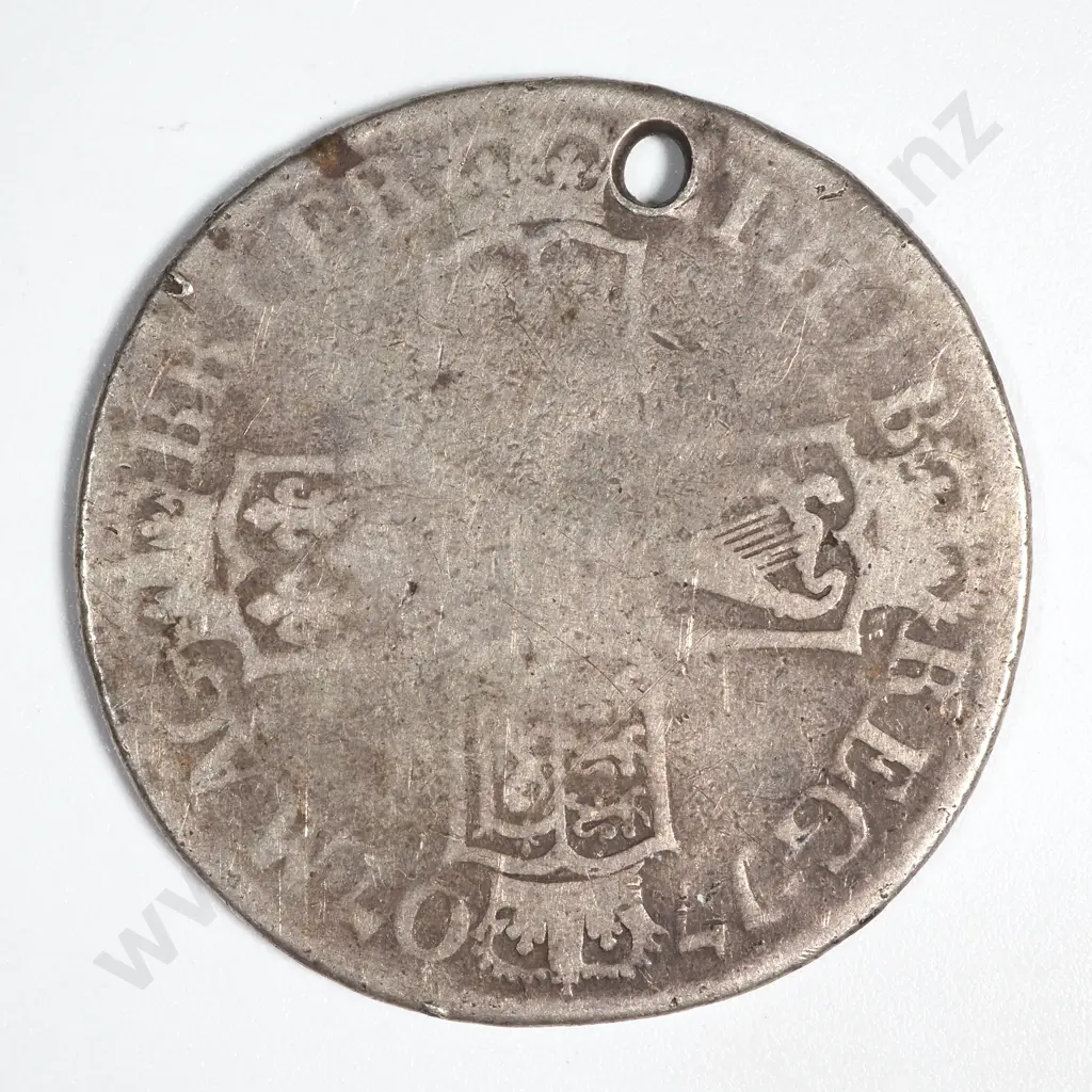 1707 E United Kingdom Silver Halfcrown - Queen Anna - Holed  Image 1++