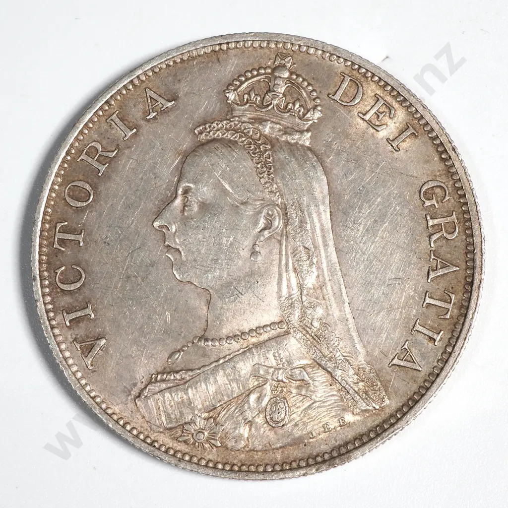 1887 United Kingdom Double Florin EF CV USD $95 Image 1++
