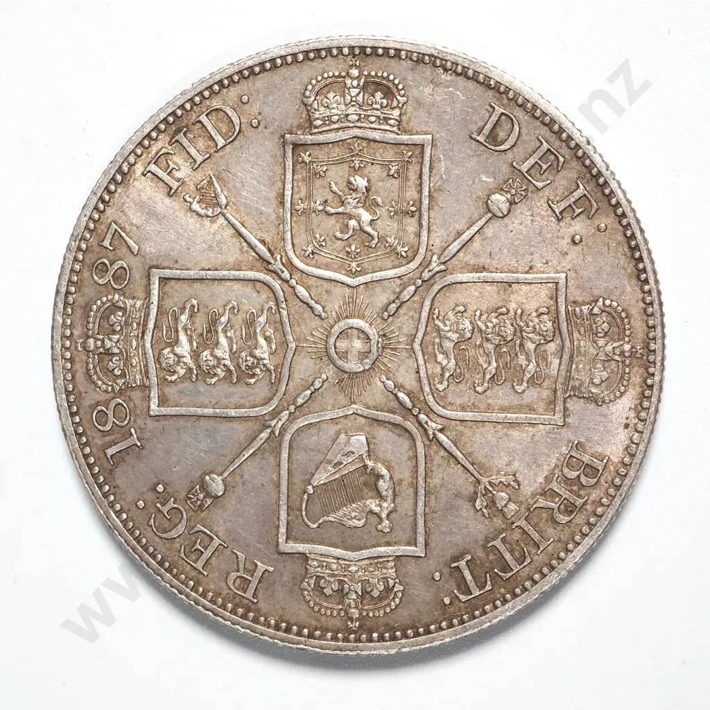 1887 United Kingdom Double Florin EF CV USD $95 Image 1++