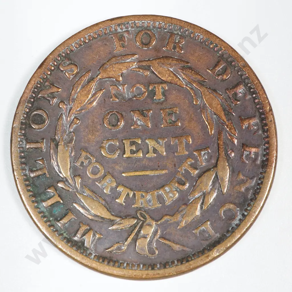 1837 United States of Amercia Hard Time Token - Millions for Defence Not Once Cent for Tribute Image 1++