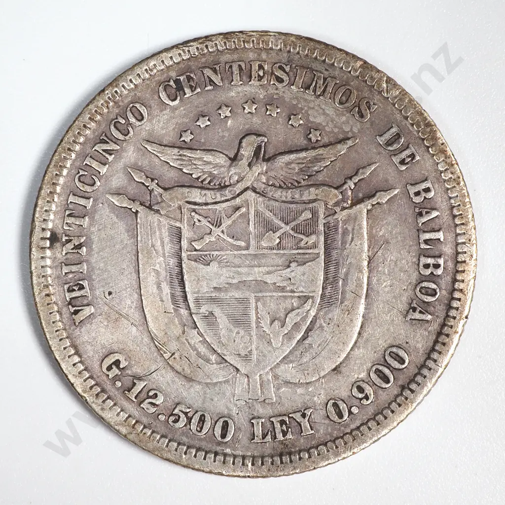 1904 Panama Silver 25 Cent Half Dollar - Scratches  Image 1++