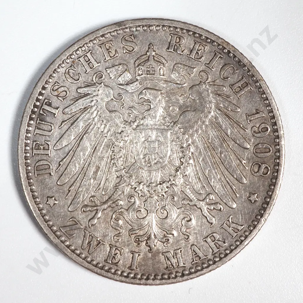 1908 German Two Mark Silver Coin - Better Grade  Image 1++