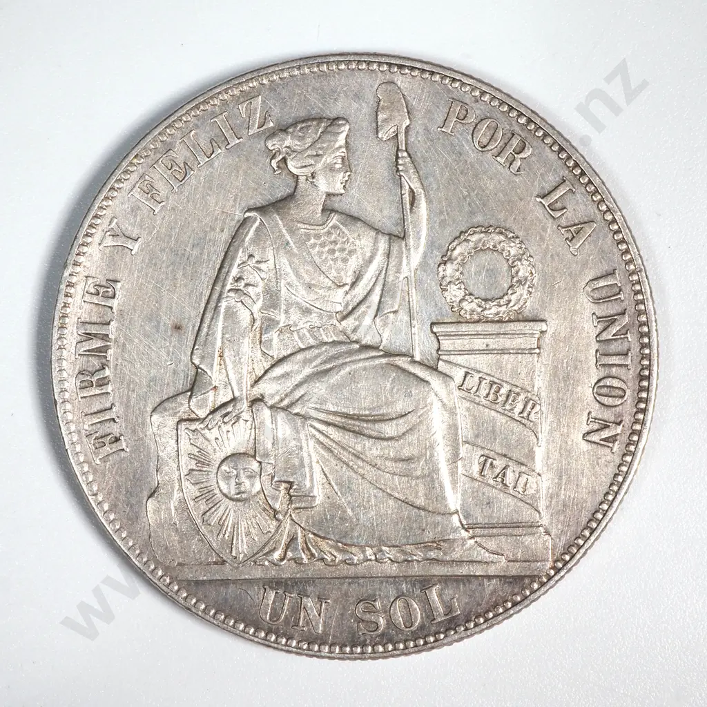 1884 Peru Un Sol Coin - Better Grade  Image 1++