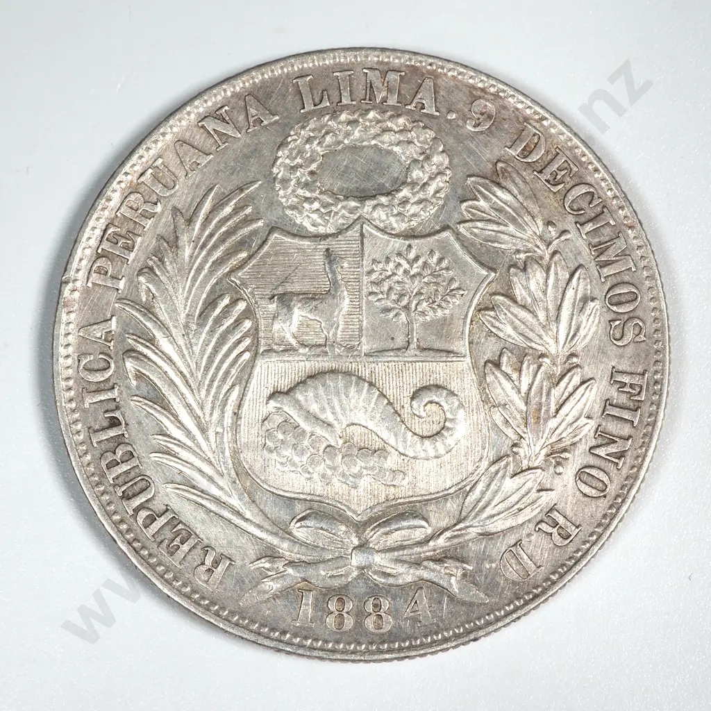 1884 Peru Un Sol Coin - Better Grade  Image 1++