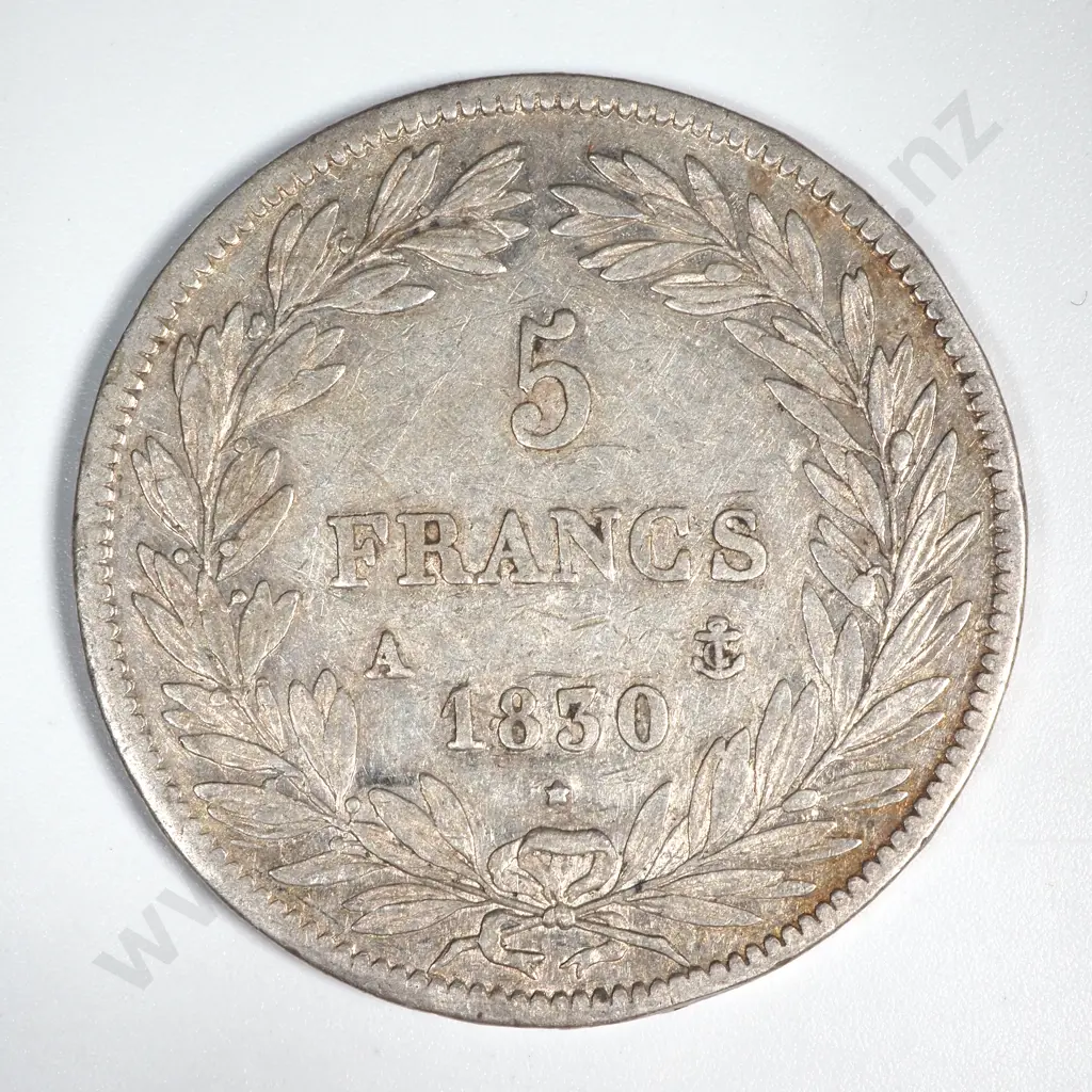 1830 A France 5 Franc Silver Coin - Without Relief Edge  Image 1++