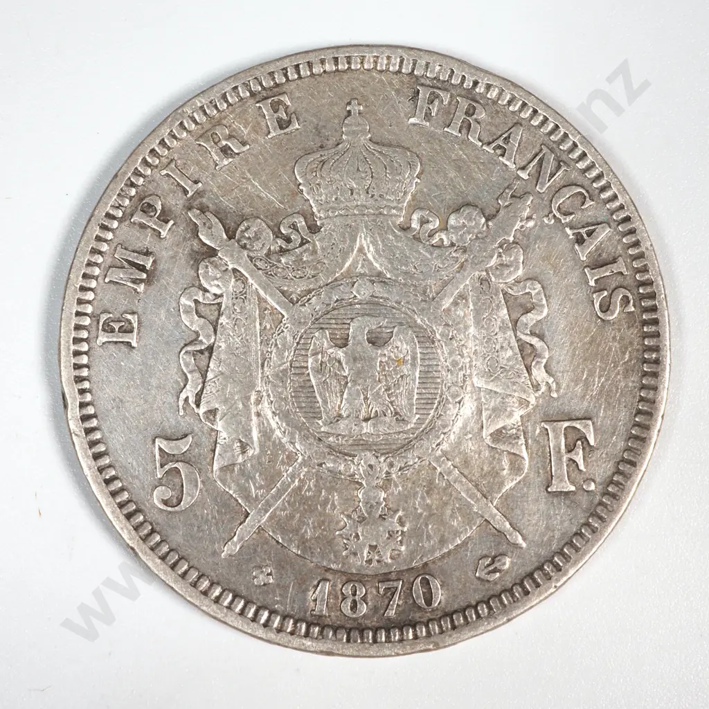 1870 France 5 Franc Silver Coin  Image 1++