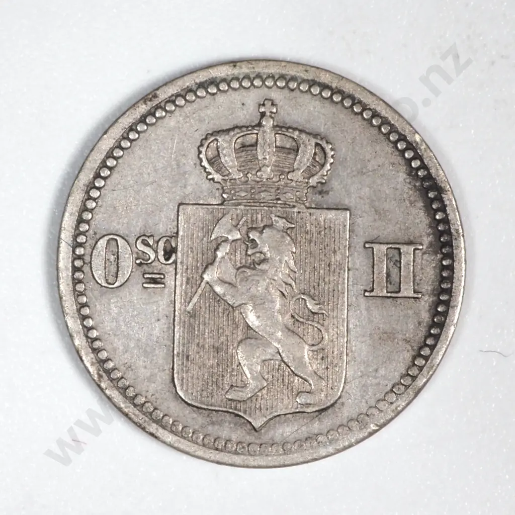 1874 Norway10 Ore - Scarce Coin  Image 1++