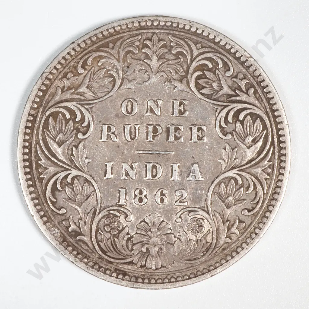 1862 India One Rupee Silver Coin  Image 1++