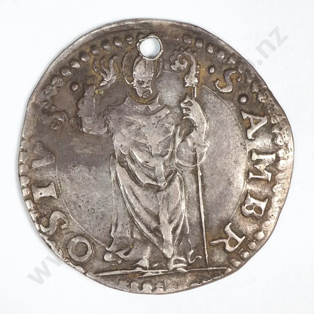 1535-56 Italy Duchy of Milan 8 Soldi Charles V - Holed  Image 1++