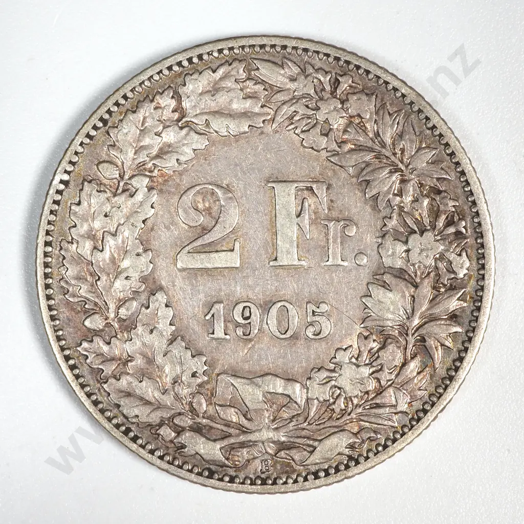 1905 Switzerland 2 Franc - .835 Silver -Slightly Toned  Image 1++