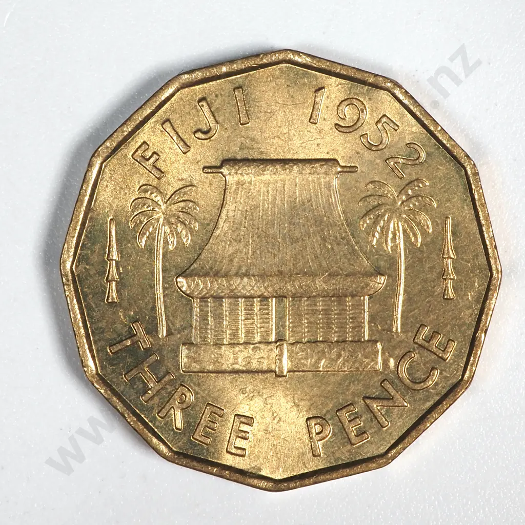 1952 Fiji Threepence in Superb Condition - Bright Spots  Image 1++