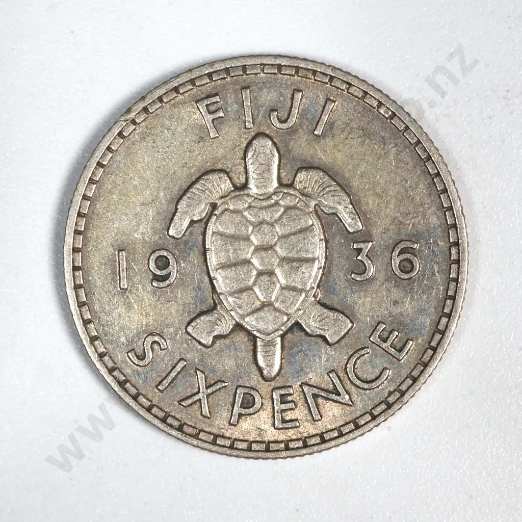 1936 Fiji Silver Sixpence - Low Mintage 40,000 & in Better than Average Condition  Image 1++