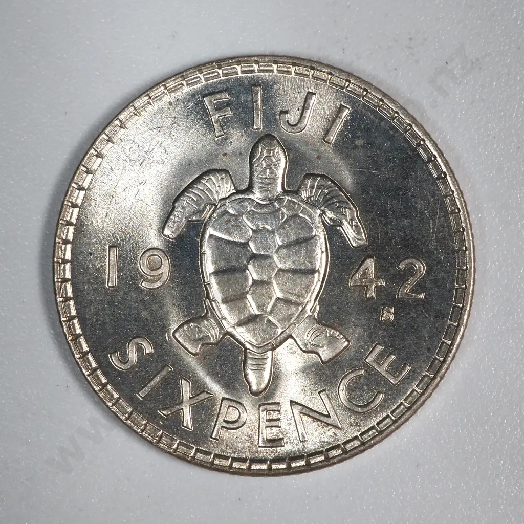 1942 Fiji Sixpence - Brilliant Condition - WW2 Issue & Struck in San Francisco  Image 1++