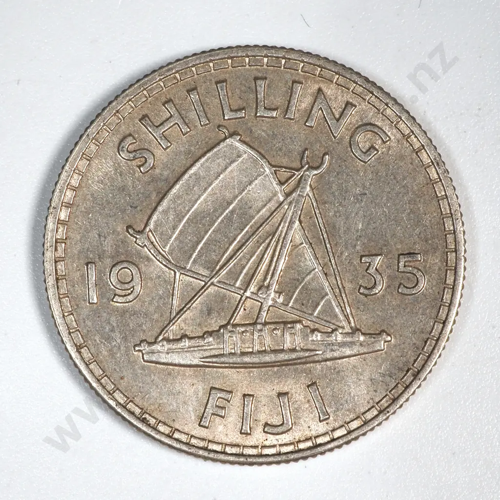 1935 Fiji Shilling - Nice Coin - A few Very Light Scratches  Image 1++