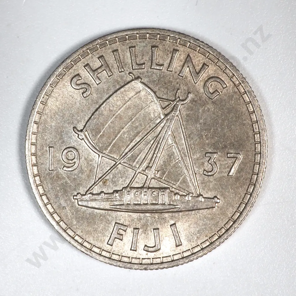1937 Fiji Shilling = Attractive High Grade Low Mintage Coin Image 1++