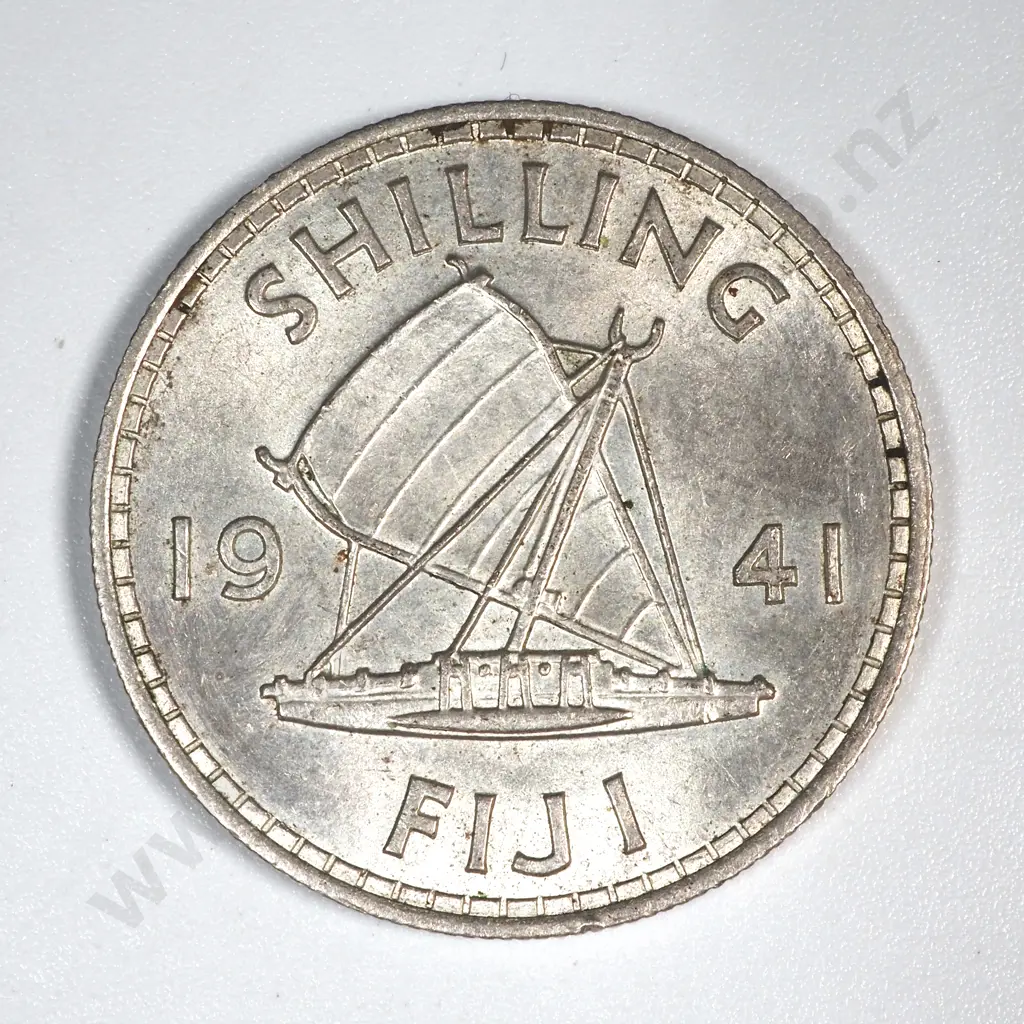 1941 Fiji Shilling - High Grade Coin w Some Original Lustre  Image 1++