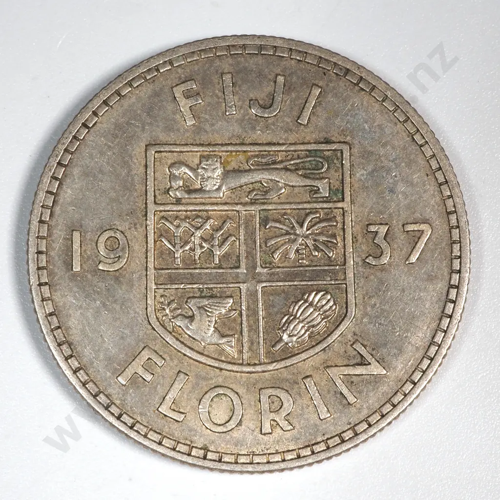 1937 Fiji Florin - Large Head - Low Mintage of 30,000 Image 1++