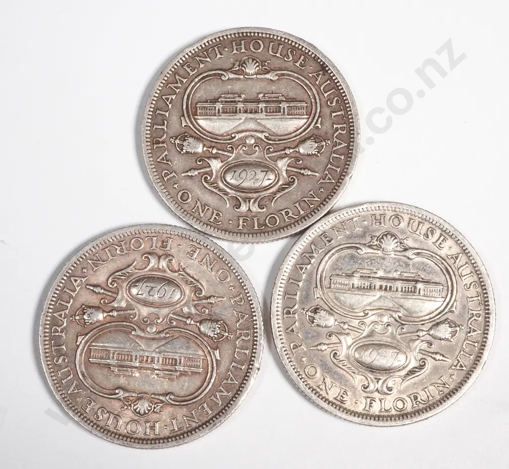 Three 1927 Australia Florins  Image 1++