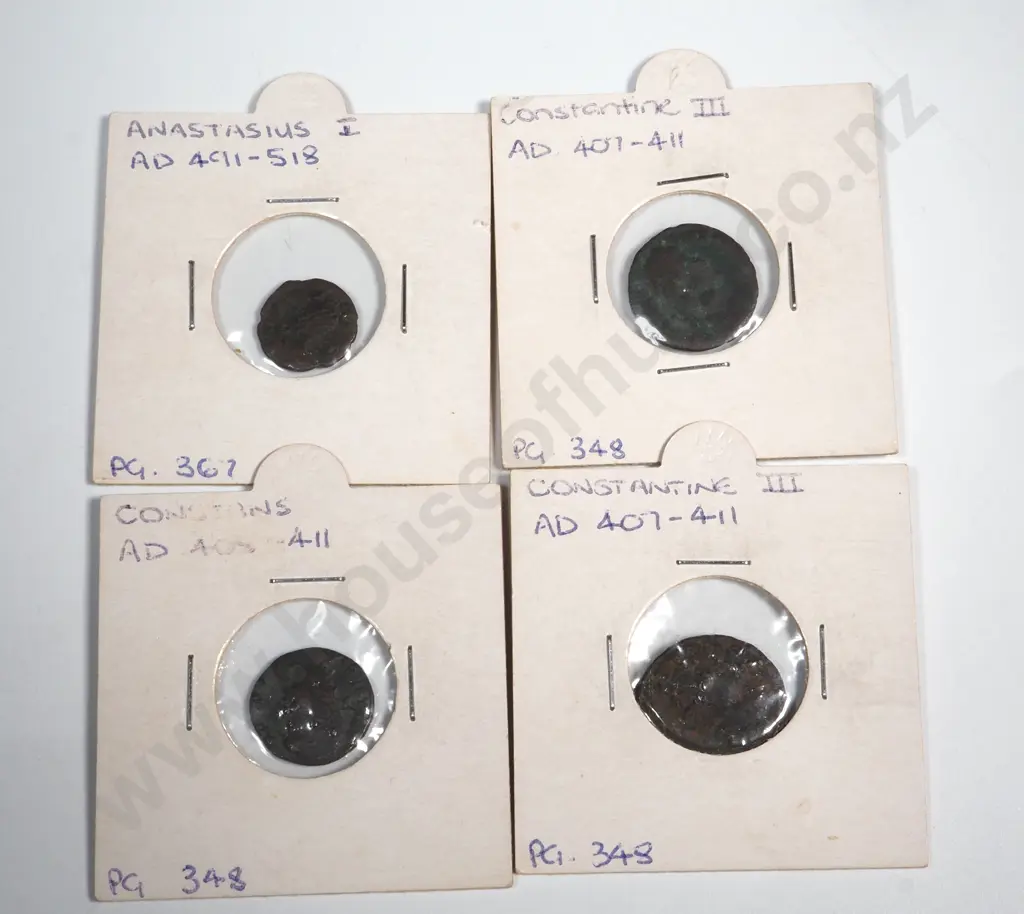 Four Ancient Roman Coins -  Constans - Constantine 3rd Constantine 3rd & Anstasius 1 Image 1++