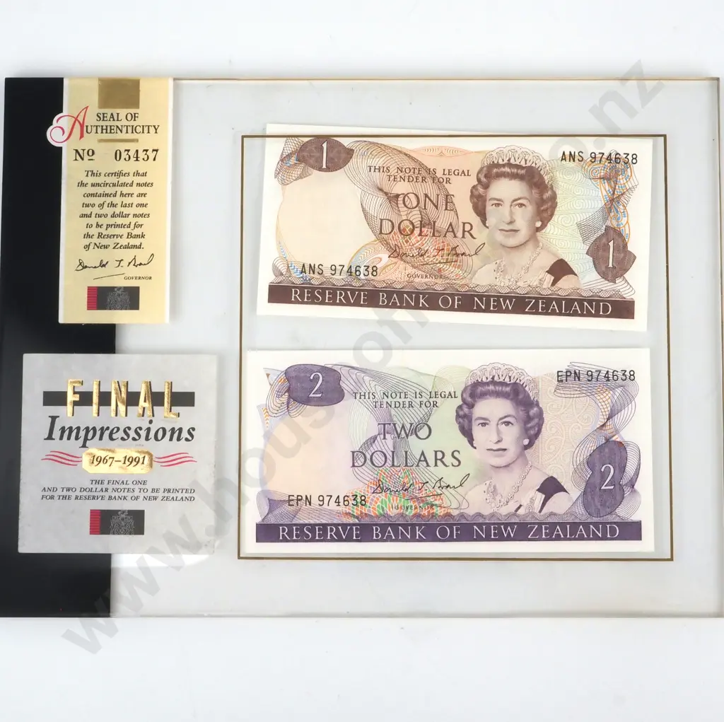 1991 Final Impressions - Final One & Two Dollar Notes to be Printed for the RBNZ Image 1++