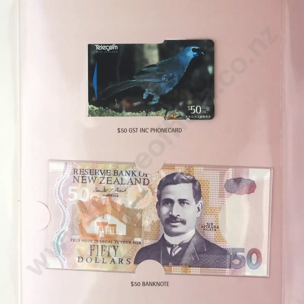 1995 Fifty Dollar Note & Fifty Dollar Phone Card Pack Image 1++