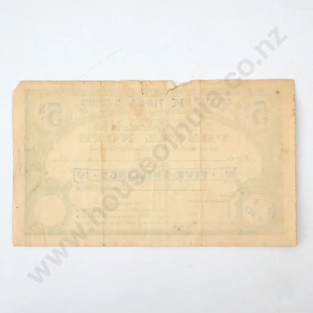 New Zealand Postal Note - 5 Shillings  Image 1++
