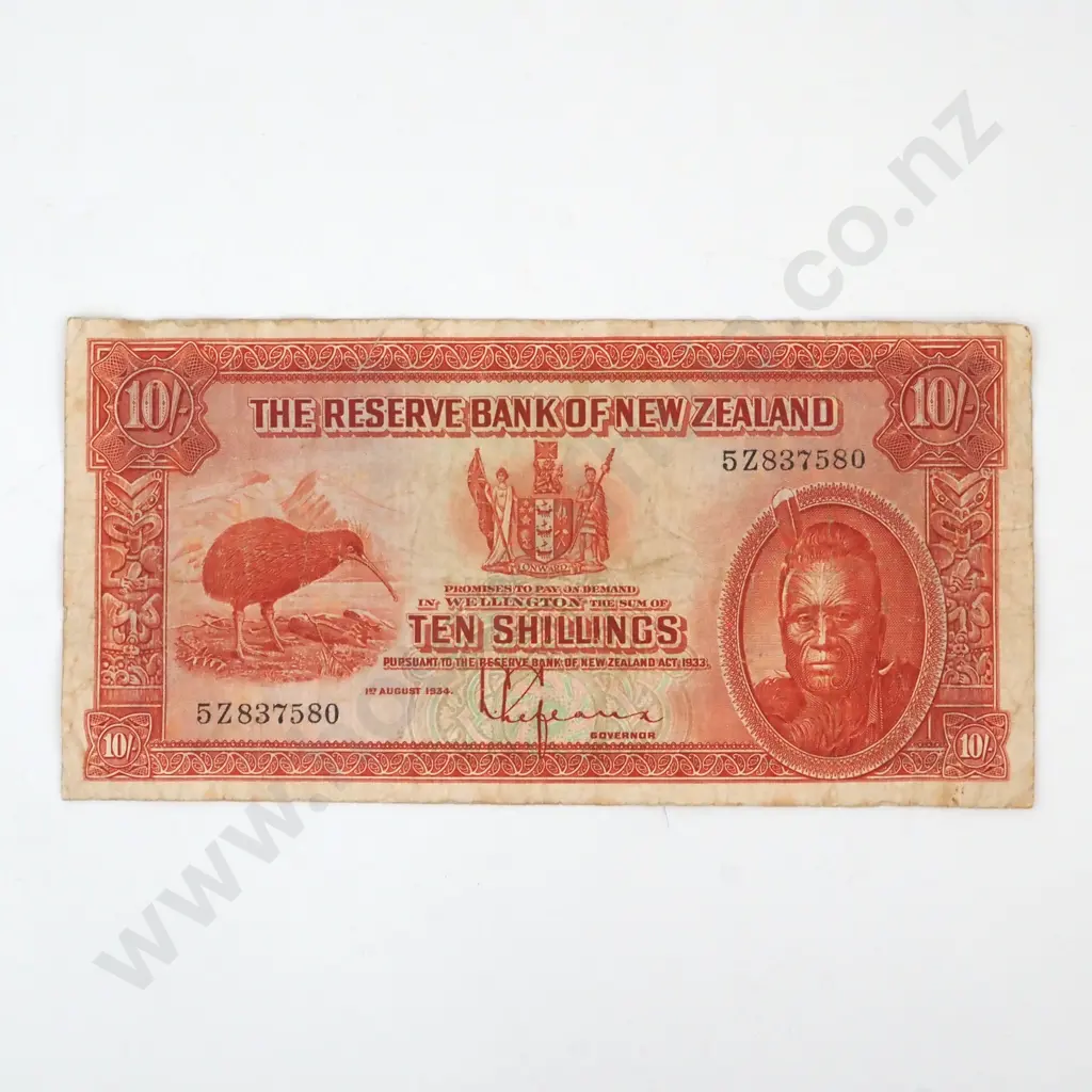 New Zealand Ten Shilling Lefeaux Banknote - Circulated  Image 1++