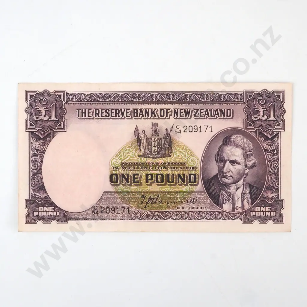 New Zealand One Pound Hanna Banknote  Image 1++