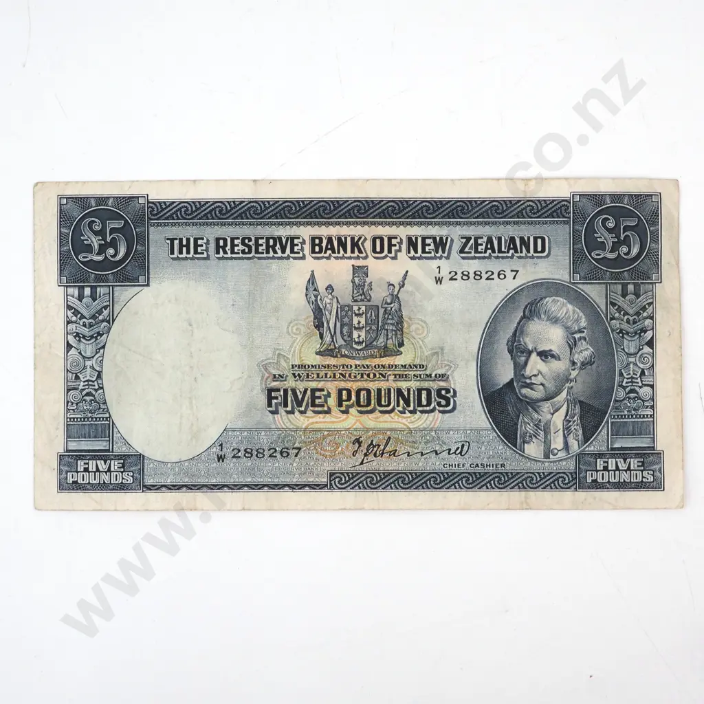 New Zealand Five Pound Hanna Banknote  Image 1++