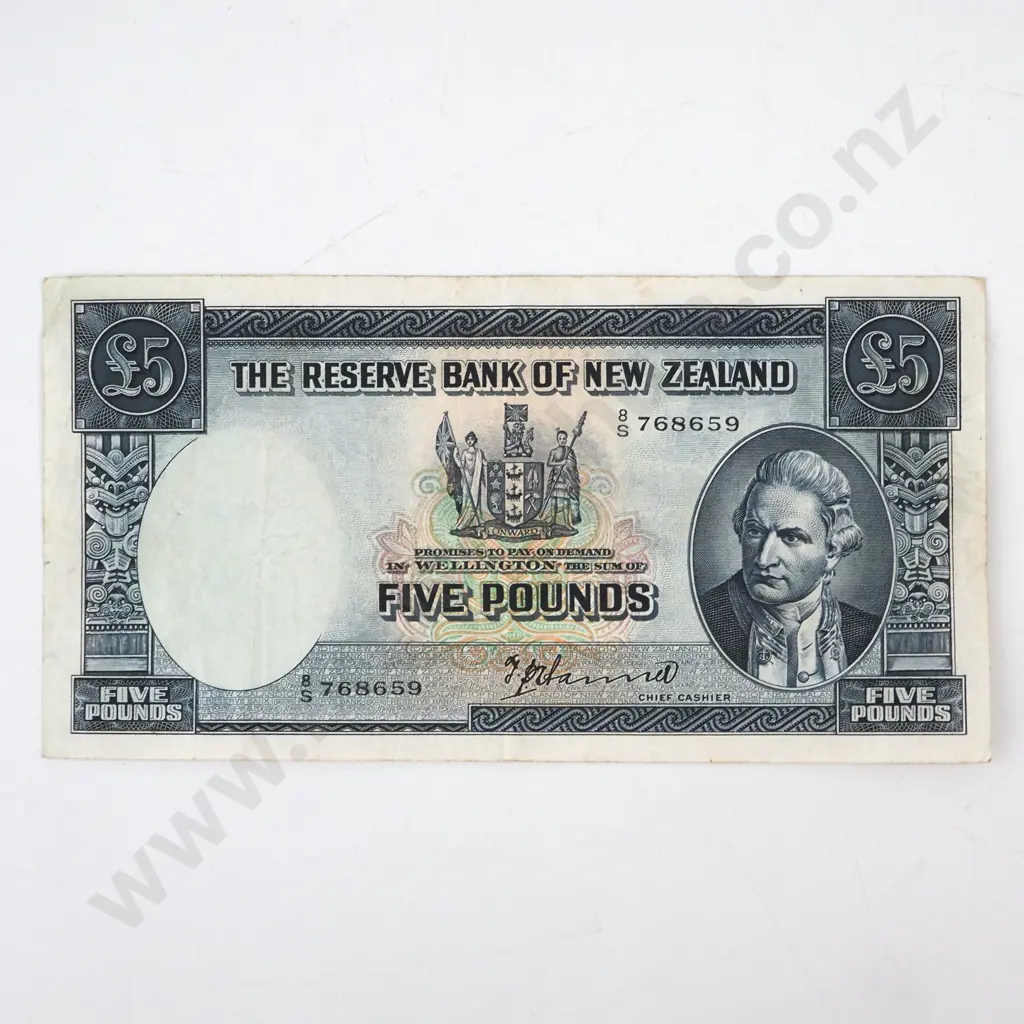 New Zealand Five Pound Hanna Banknote  Image 1++