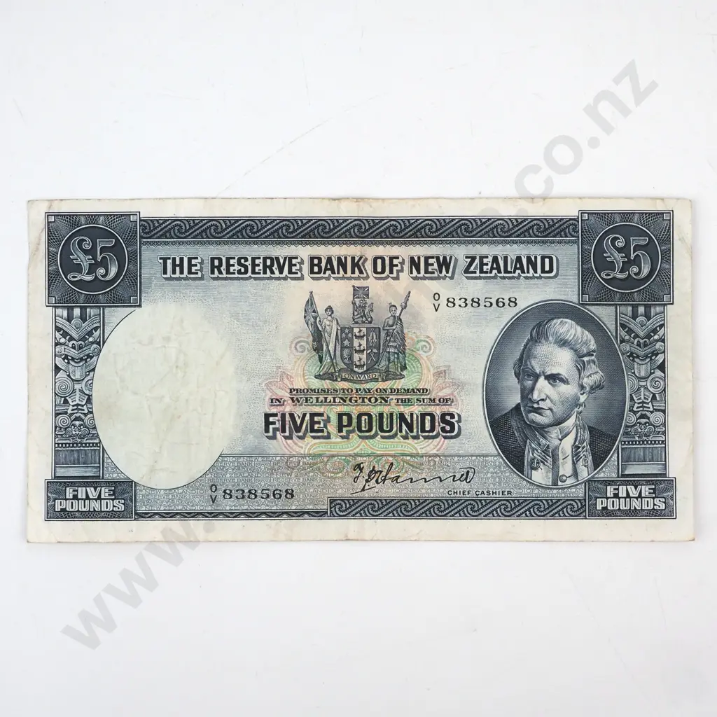 New Zealand Five Pound Hanna Banknote  Image 1++