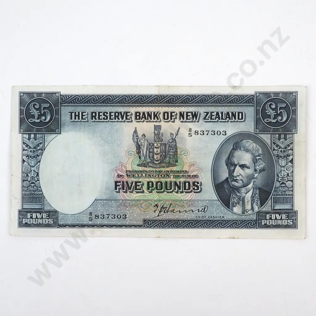 New Zealand Five Pound Hanna Banknote Image 1++