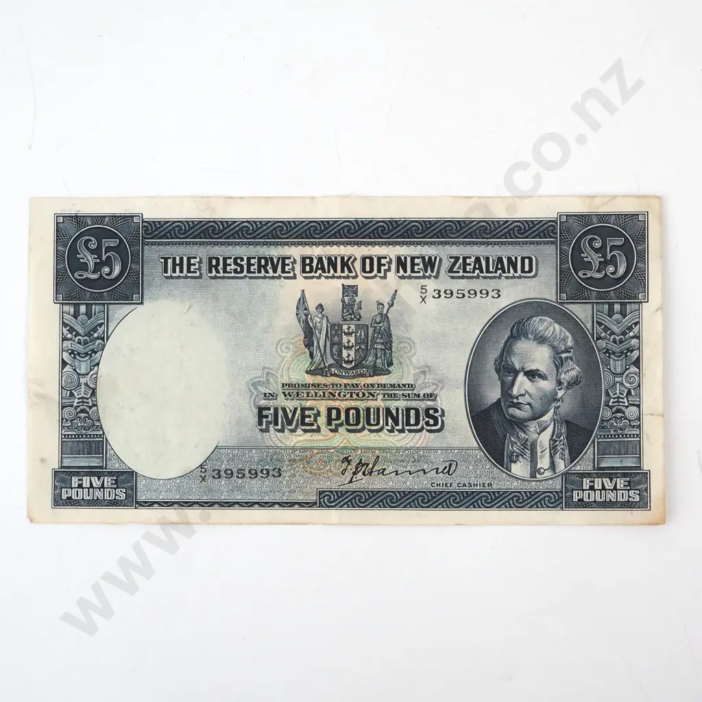 New Zealand Five Pound Hanna Banknote Image 1++
