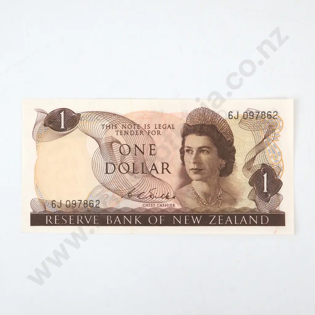 New Zealand One Dollar Wilks Banknote - AUNC Image 1++