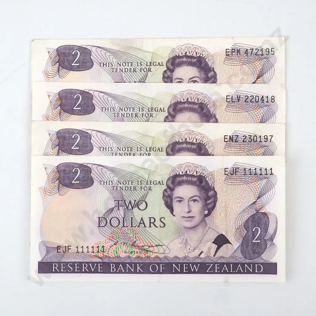 Four New Zealand Two Dollar Banknotes - Better. Grades  Image 1++