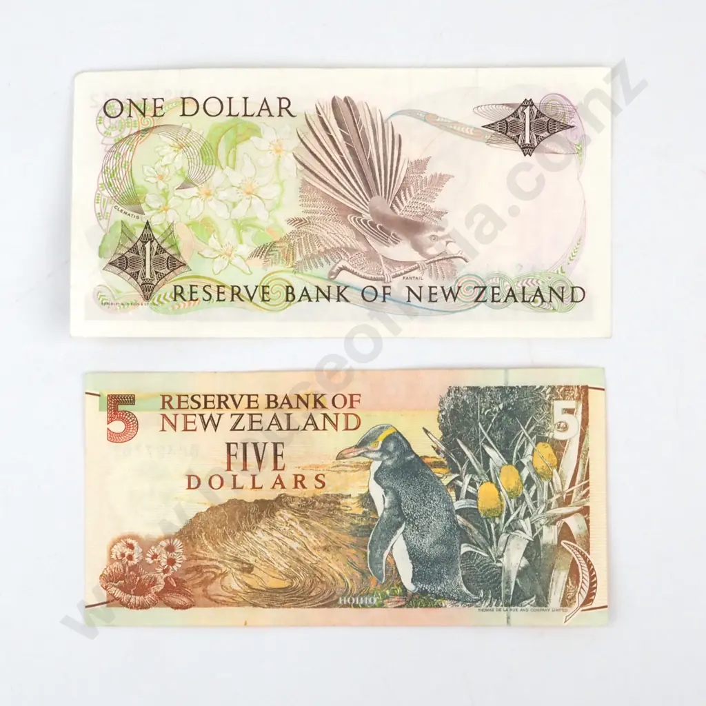 New Zealand AUNC Five Dollar Brash Banknote & One Dollar Last Prefix Banknote  Image 1++