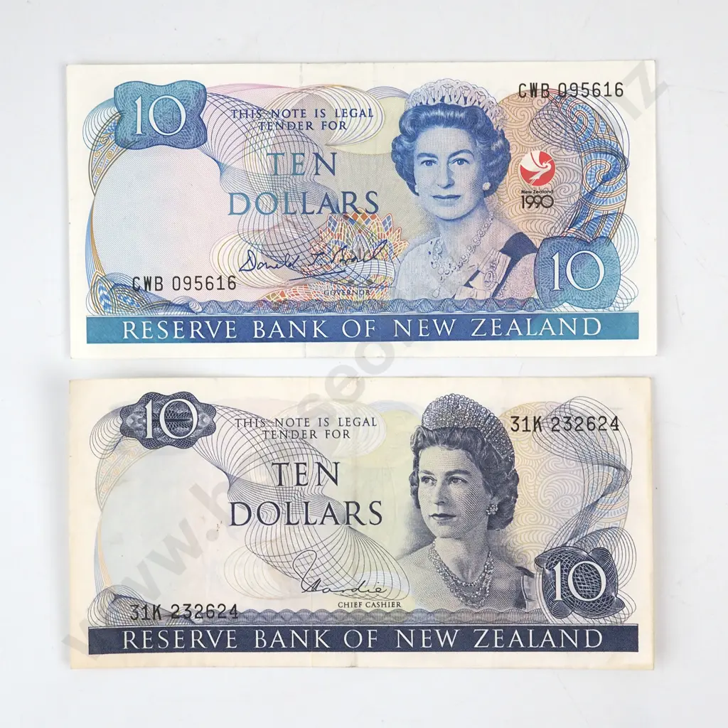Two New Zealand Ten Dollar Banknotes - Brash / Hardie  Image 1++
