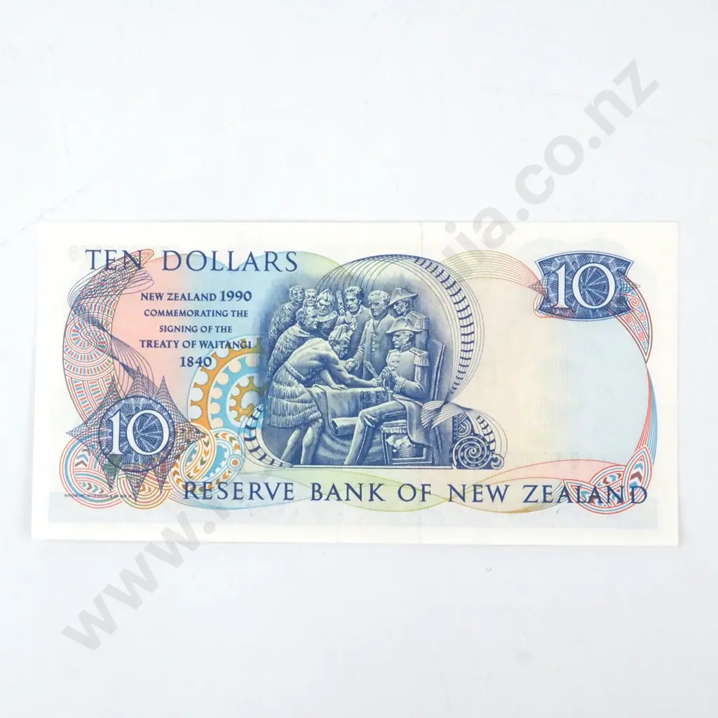 1990 New Zealand Ten Dollar Brash UNC Banknote - CWB Sponsors Prefix Image 1++